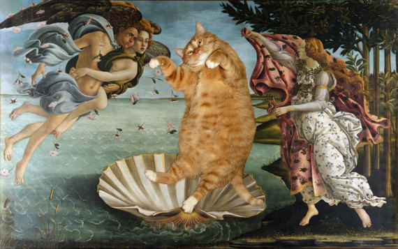 モナ リザに抱かれた猫 有名絵画とコラボしたデブ猫8枚 A ミライノシテン