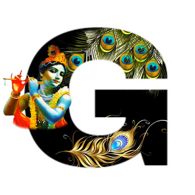 English Alphabets G with Lord Krishna Image