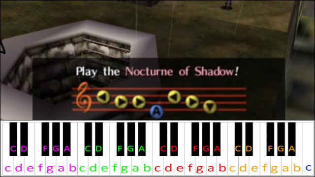 Nocturne of Shadow (The Legend of Zelda Ocarina of Time) Piano / Keyboard Easy Letter Notes for Beginners