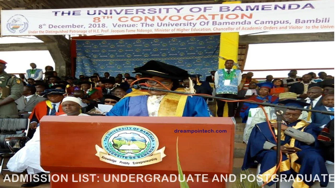 University of Bamenda Admission List For Postgraduate and Undergraduate admissions