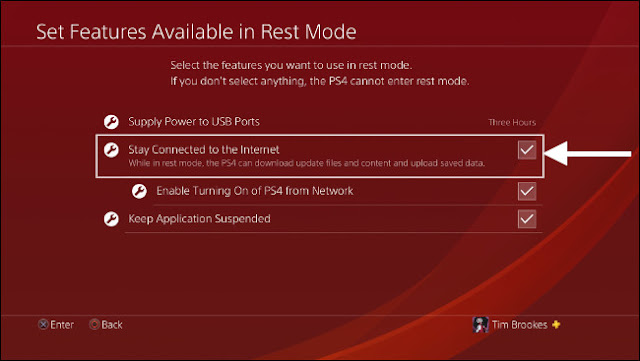السماح بوصول PS4 إلى الإنترنت أثناء وجودك في وضع الراحة
