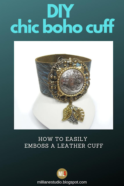 DIY Boho chic embossed leather cuff