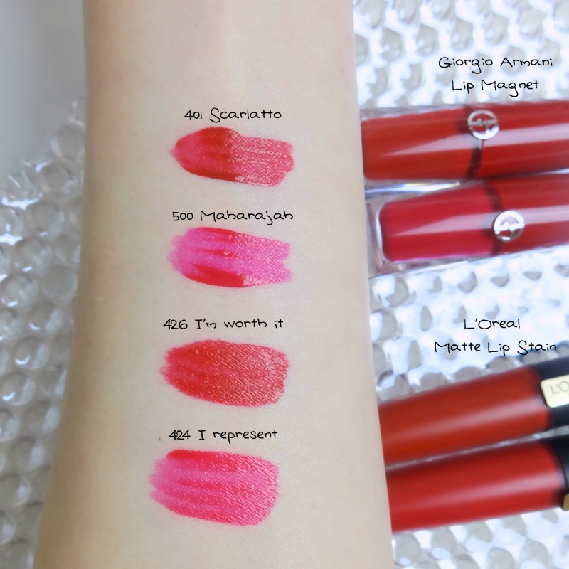 Giorgio Armani Lip Magnet dupes swatches