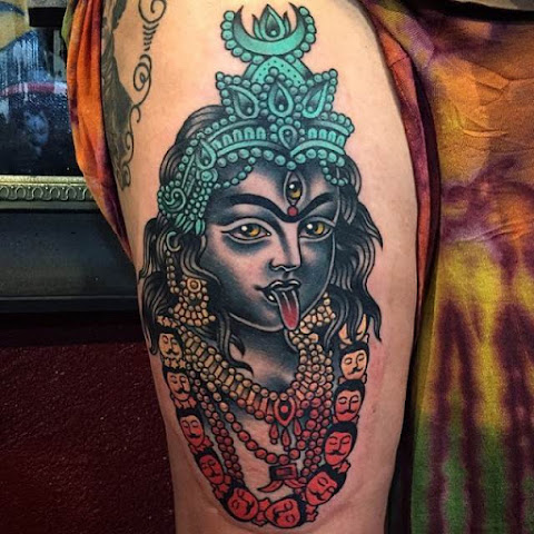 Fierce Kali Tattoos - Colorful tattoo by Phil Hatchet-Yau