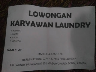 Lowongan kerja laundry..!!