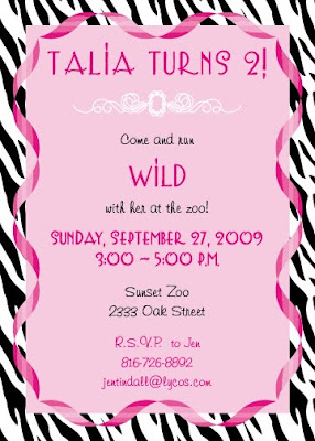 birthday party invitation wording 5 year old
 on ... Design Custom Invitations Blog: Zoo Theme Little Girls Birthday Party