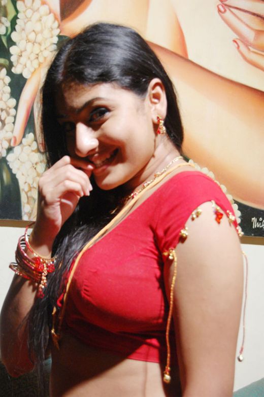 Tamil Hot masala Actress Monica Hot Babe back and sexy navel show in hot Red