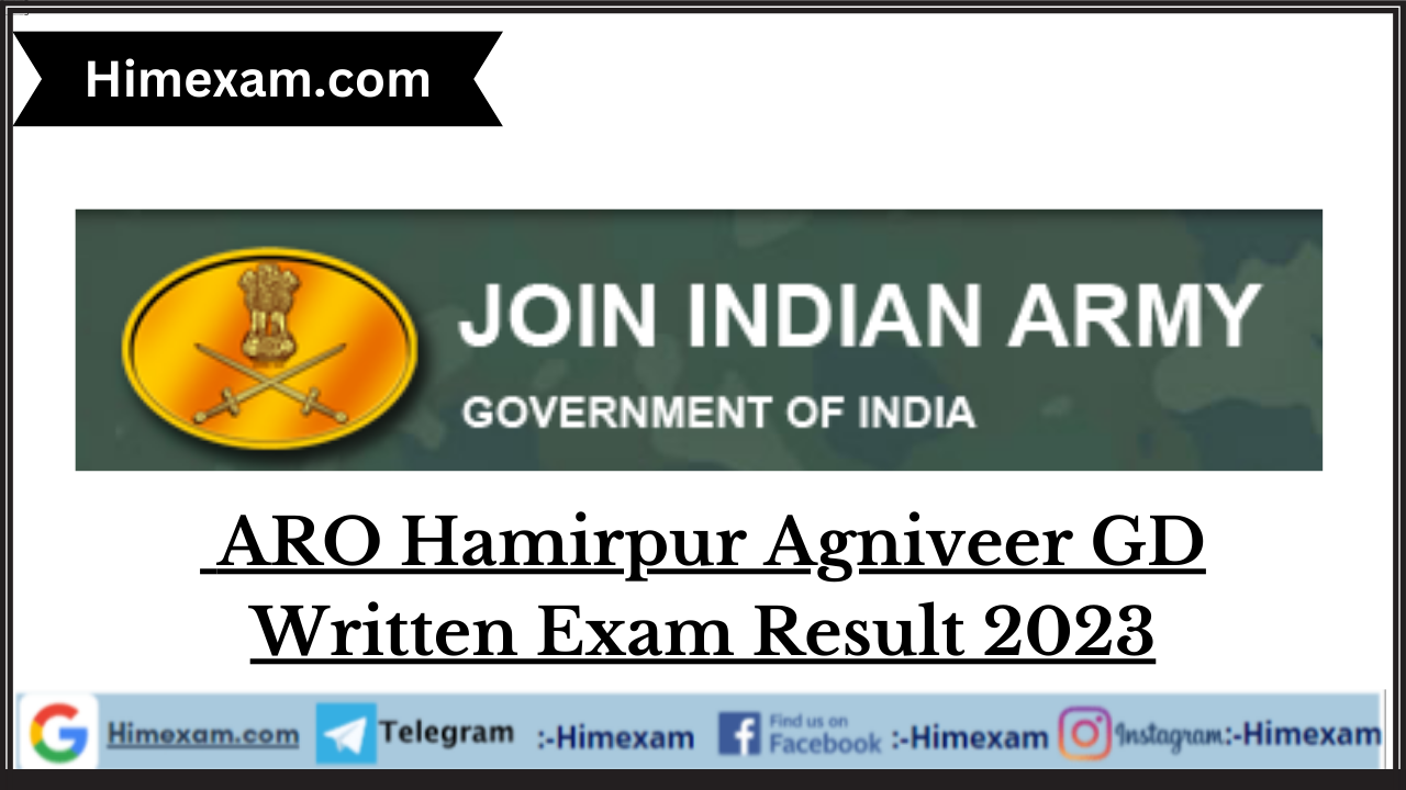 ARO Hamirpur Agniveer GD Written Exam Result 2023