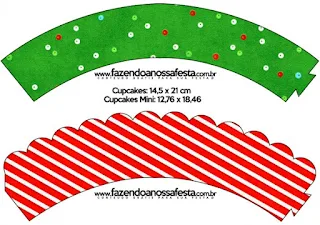 Christmas in Stripes, Free Printable Wrappers Cupcake.