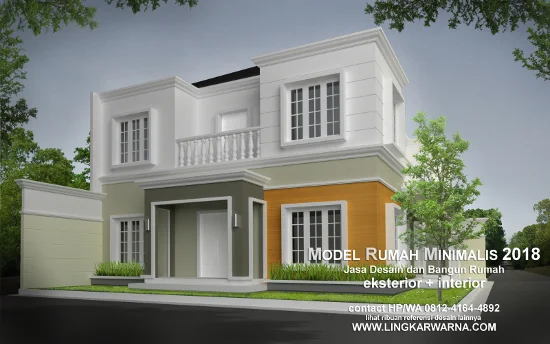 Desain rumah mediteranian dua lantai di hook dengan luas 15m x 22m