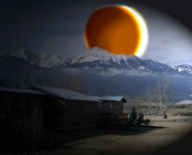 Artist Interpretation of Total Solar Eclipse over the Wallowa Mountains