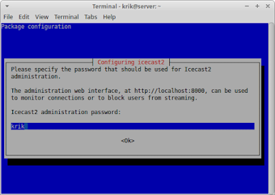 password administartor icecast2