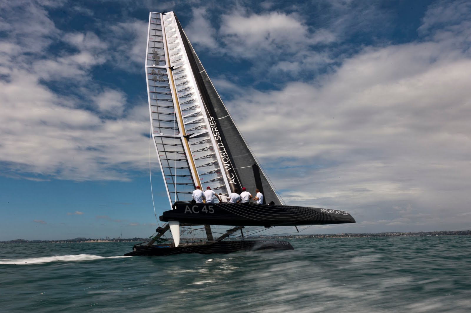  : America's Cup: AC45 Wing-Sailed Catamaran Under Sail in Auckland