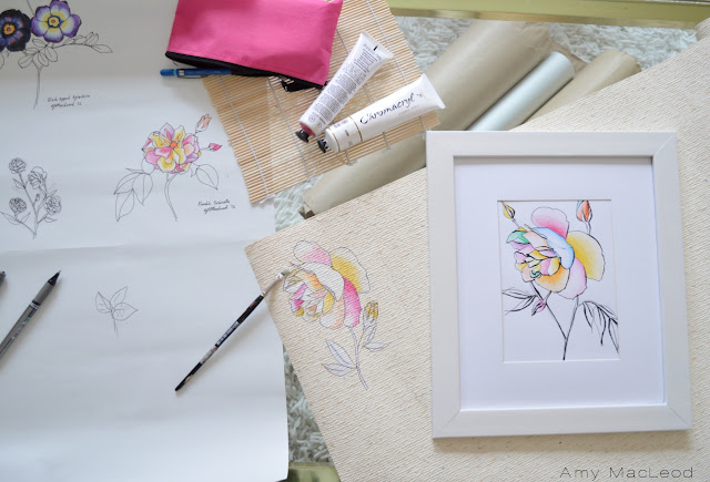 DIY flower art and frame, by Amy MacLeod at www.fivekindsofhappy.com blog