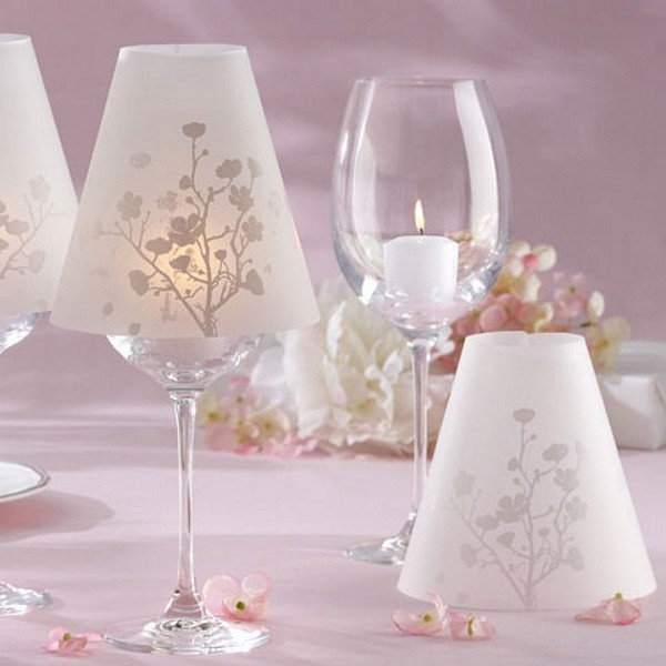 Cherry Blossoms Wine Glass Shade Centerpieces Invitations Because of the