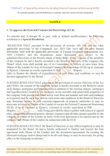 special resolution for availing external commercial borrowing