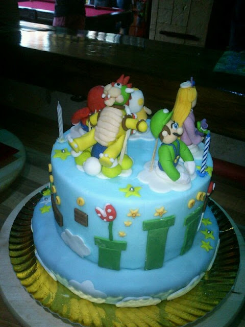 tarta mario bros, bowser, toad