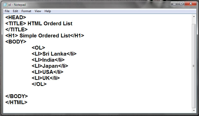 Contoh Html Ordered List - Police 11166