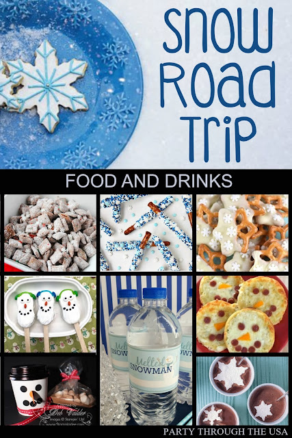 Snowman Themed Road Trip // Party Through the USA // winter // snow // snowman // party foods // road trips with kids // car trip activities for kids // travel food // winter drinks // winter party food