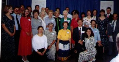 A 1994 re-union of adults who grew up around Concordia College (Concordia University) in Seward, Nebraska. The image was scanned from a photograph belonging to Gene Meyer.