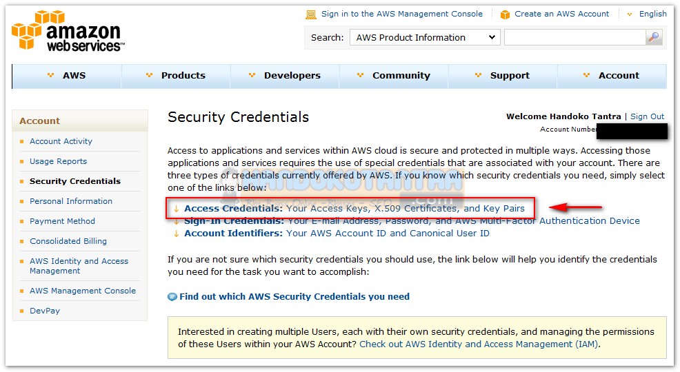 Kode API Access Key Amazon