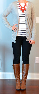 Cute fall outfits leggings, cardigan and boots