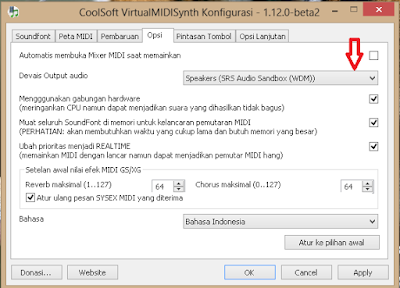 Cara Memainkan Midi Player Menggunakan Penyaring CoolSoft VirtualMIDISynth dengan Soundfont  SGM V2