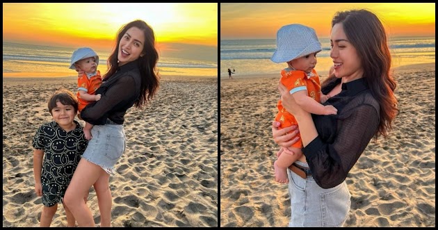 Jessica Iskandar Ajak Baby Don Pertama Kali ke Pantai, Body Goalsnya Bikin Salfok