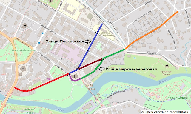 Псков. Запсковье. Улица Герцена и её составные части.