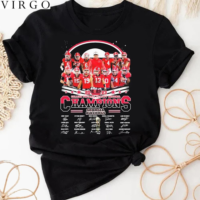 2023 College Football Playoff National Champions Georgia Bulldogs Signatures T-Shirt