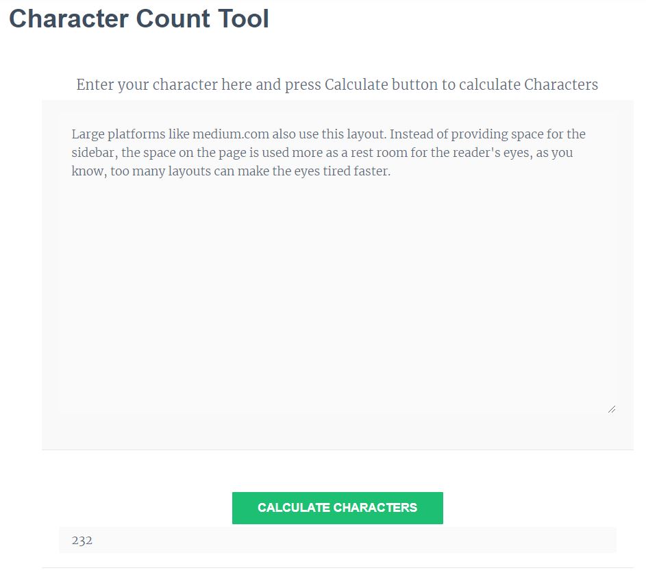 Character Counter / Letter Count / Characters Calculator