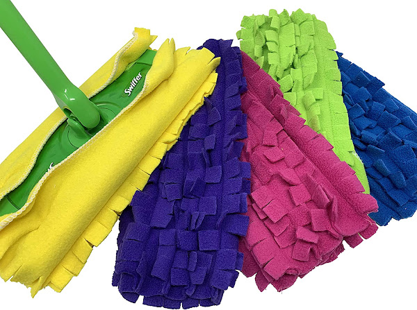 Image: Xanitize Fleece Sweeper Mop Refills for Swiffer - Reusable, Dry Duster, for Hardwoods, Laminates - 5-pack Rainbow II