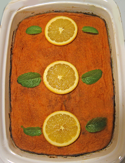 Completed Casserole with Orange Slices and Mint Leaves