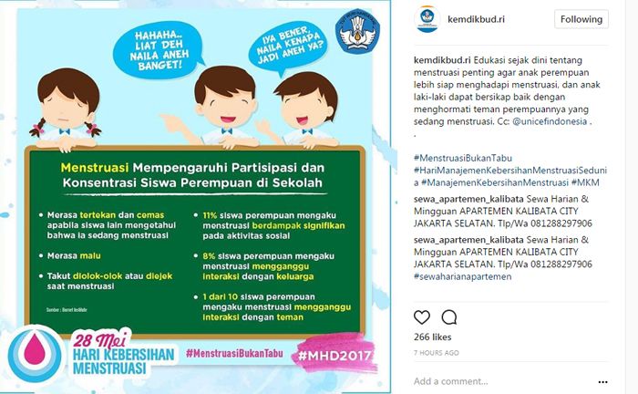 Pengaruh menstruasi bagi siswi di sekolah