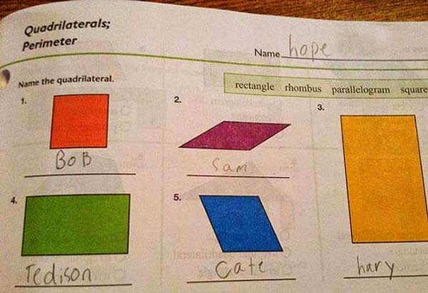 Here Are 25 Kids That Gave Absolutely Brilliant Answers On Their Tests. These Are Hysterically Genius. - I love the name “Tedison.”