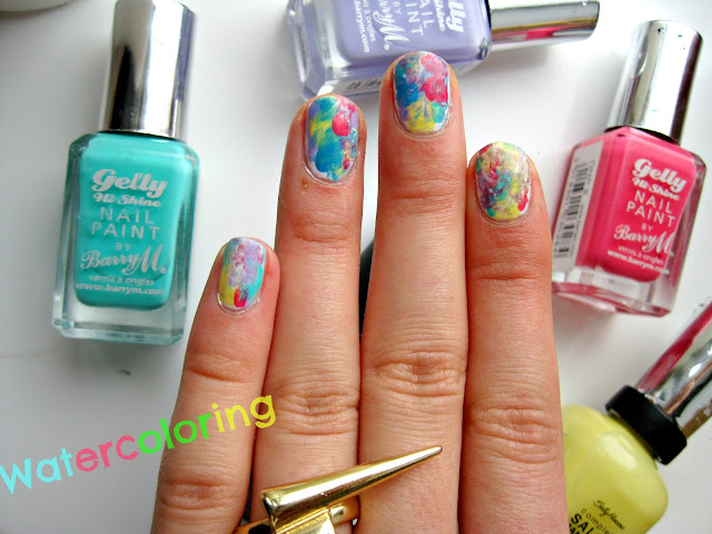 watercolor rainbow nail art nails