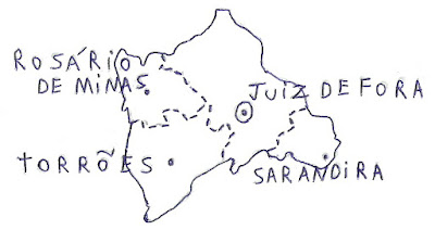 Mapa Juiz de Fora e seus distritos Sarandira, Torrões e Rosário de Minas