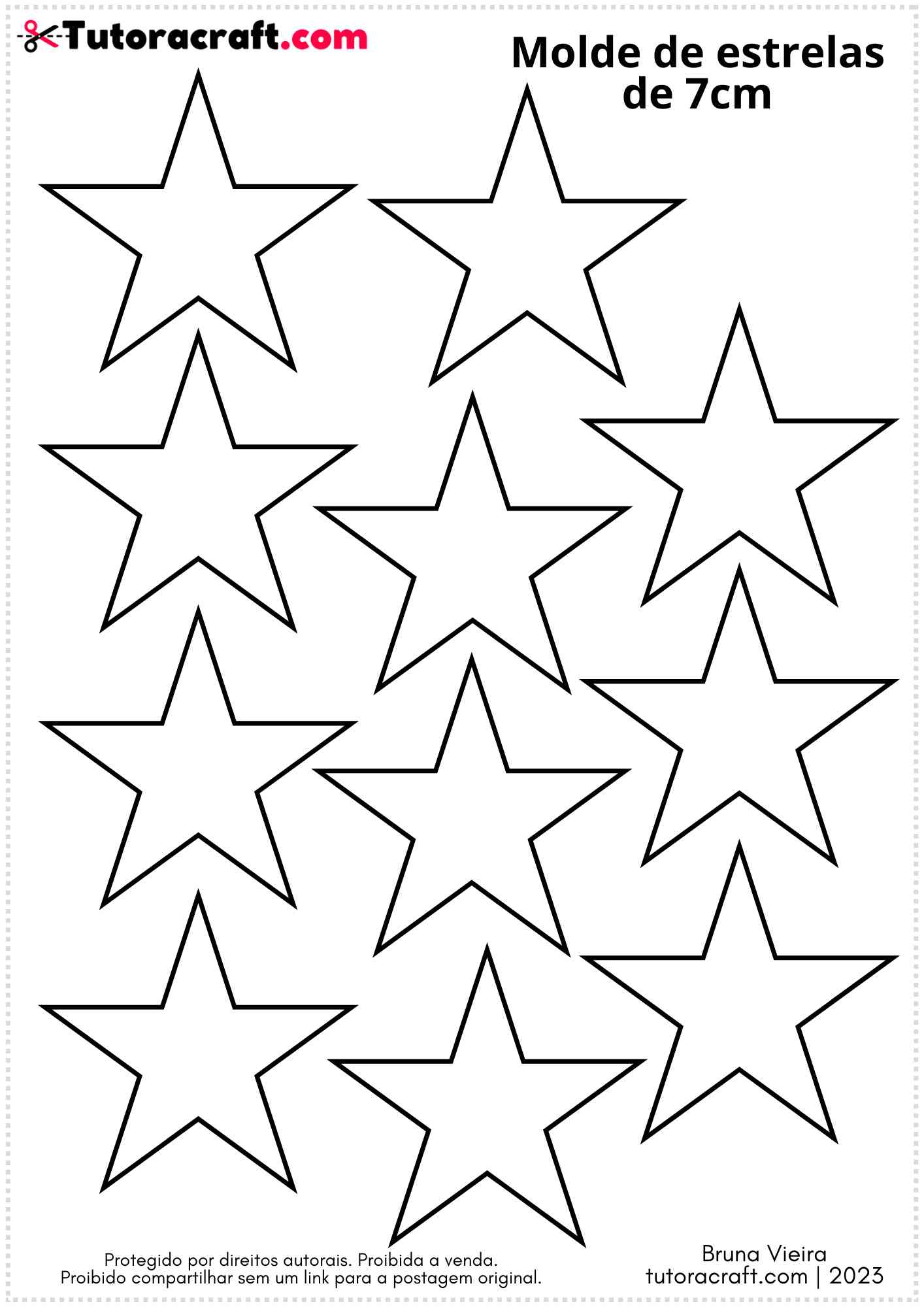 Contorno de estrelas para imprimir, estrelas de 7cm