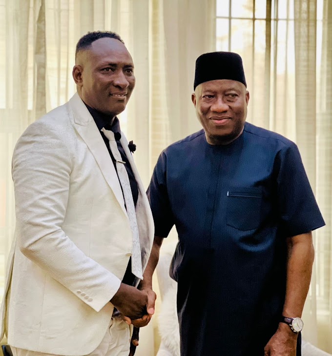 Billionaire Prophet Jeremiah Fufeyin in closed door meeting with Former Nigerian President, Dr Goodluck Jonathan, GCON as the discuss national issues in Bayelsa