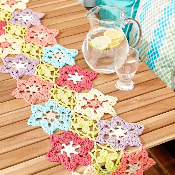 Summer Crochet Floral Table Runner from Yarnspirations