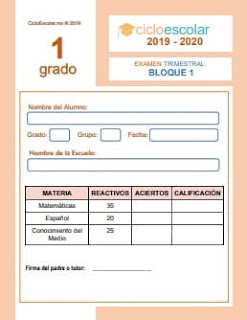 Examen Trimestral Primer grado 2019-2020