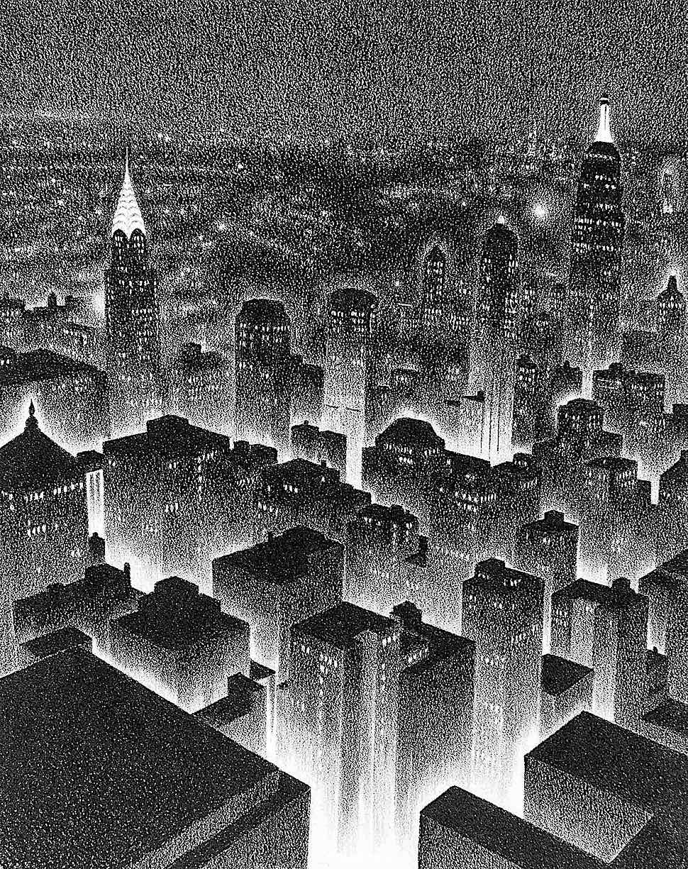 Ellison Hoover, a city at night from a birdseye view