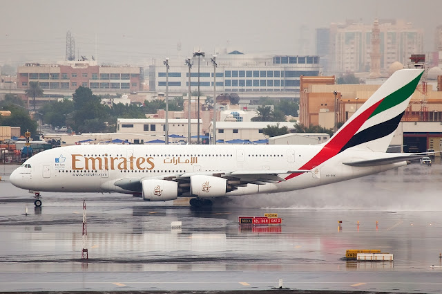Emirates Airbus A380 Wet Taxiing