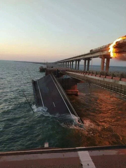 Large Explosion Destroys Part Of Key Bridge Linking Russia To Crimea; Zelensky: This Is "The Beginning"