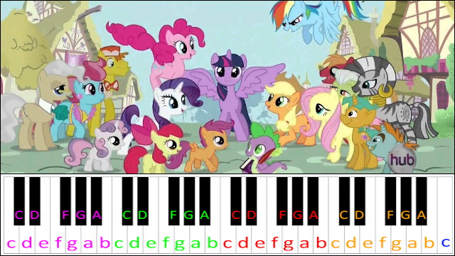 Friendship Is Magic (My Little Pony Theme) Piano / Keyboard Easy Letter Notes for Beginners