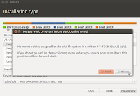 warning message about non mounting harddisk partition