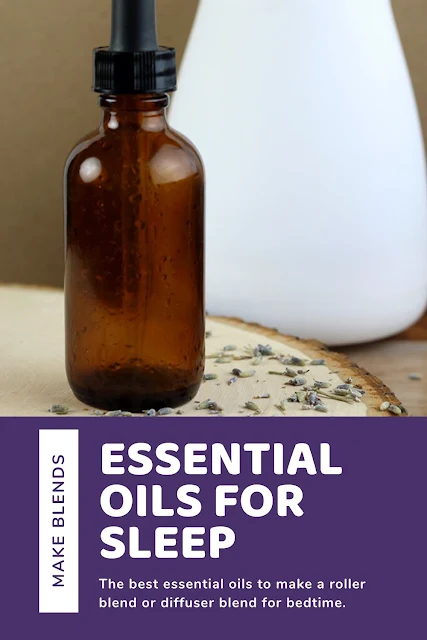 The best essential oils for sleep. This is a list of EOs to use, including vetiver and lavender, and how to use them. Learn to make your own blend or roller with these recipes. There are kid safe blend for kids or make a roller for kids. Diffuse bedtime or make a roller blend or rollerball. #essentialoils #sleep