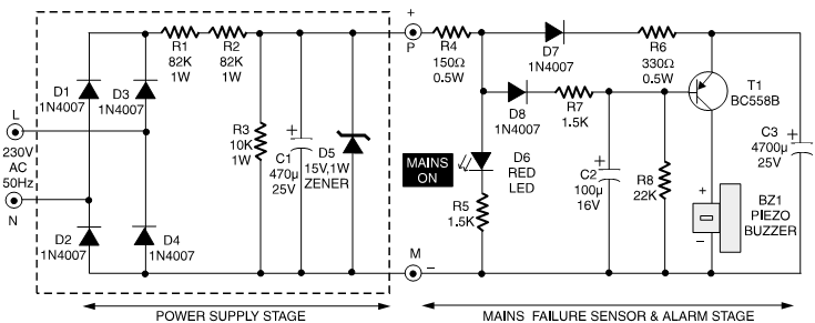 Power Supply Failure Alarm Circuit Diagram - Power Supply Failure Alarm Circuit Diagram Alarm Circuit Diagram - Power Supply Failure Alarm Circuit Diagram