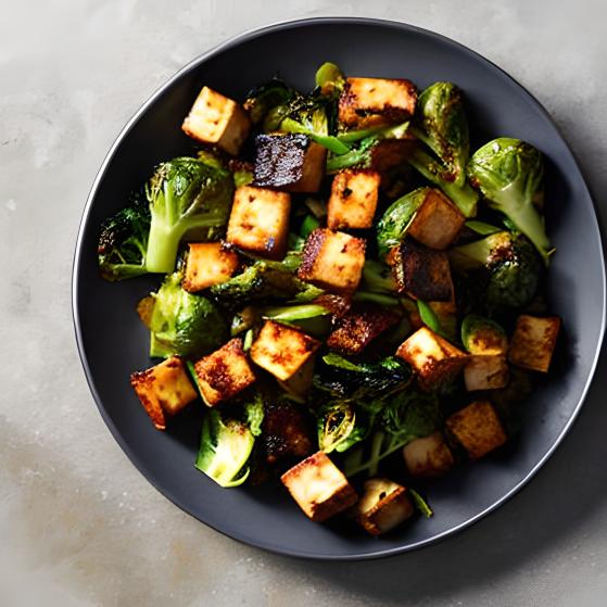 Roasted Tofu & Crispy Brussels Sprouts