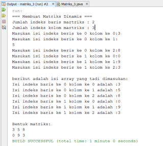 Contoh program penjumlahan matriks sederhan dengan java dengan iputan dinamis